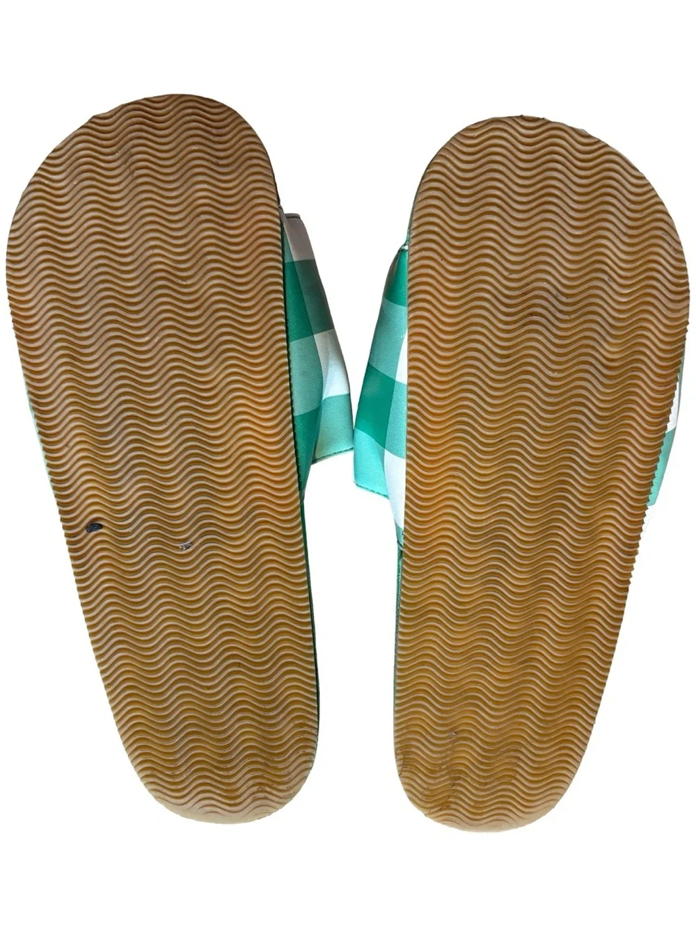 HANNA ANDERSSON Green Gingham Slide Sandals